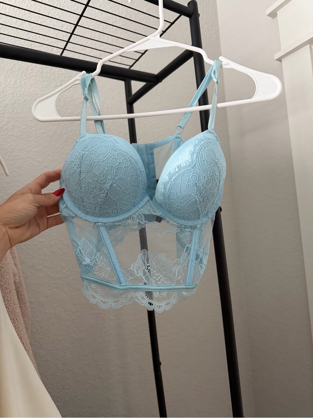 Victoria's Secret Light Blue Lace Longline Bralette
